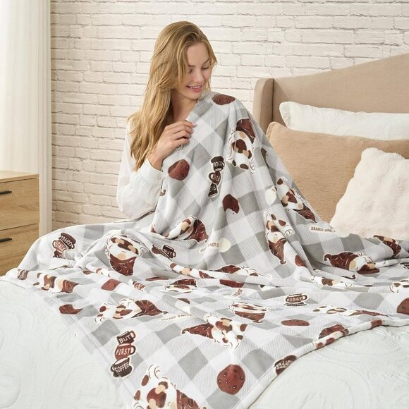 Ultra-Soft Bliss Gnome Coffee Throw Blanket - Cozy Grey Plush™ 50x60" - Picture 7 of 9